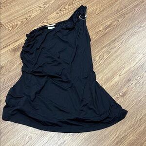 Michael Kors Black One-Shoulder Dress with Metal Accent swim cover